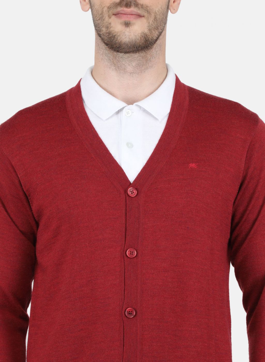 Men Maroon Solid Cardigan