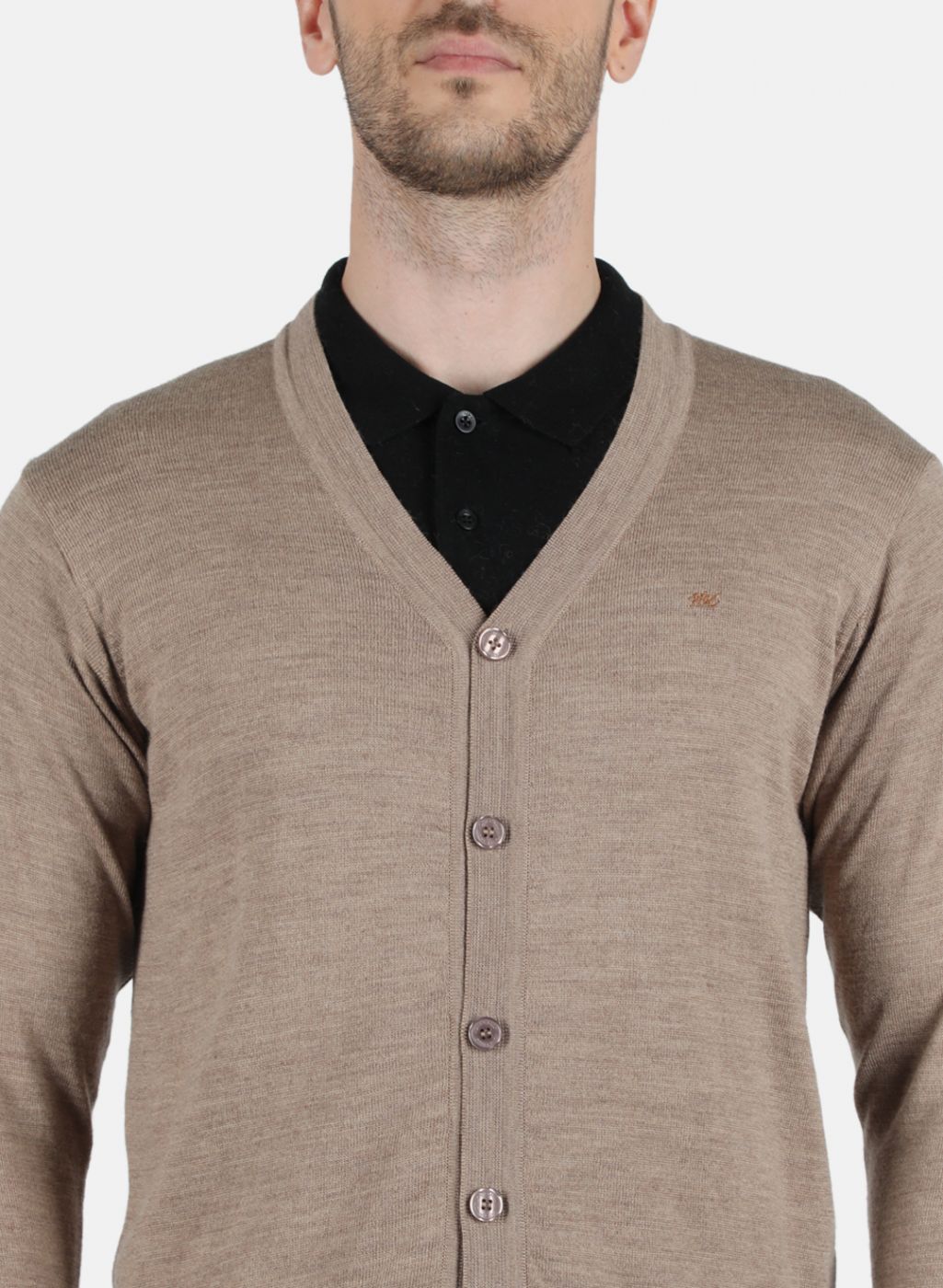 Men Beige Solid Cardigan