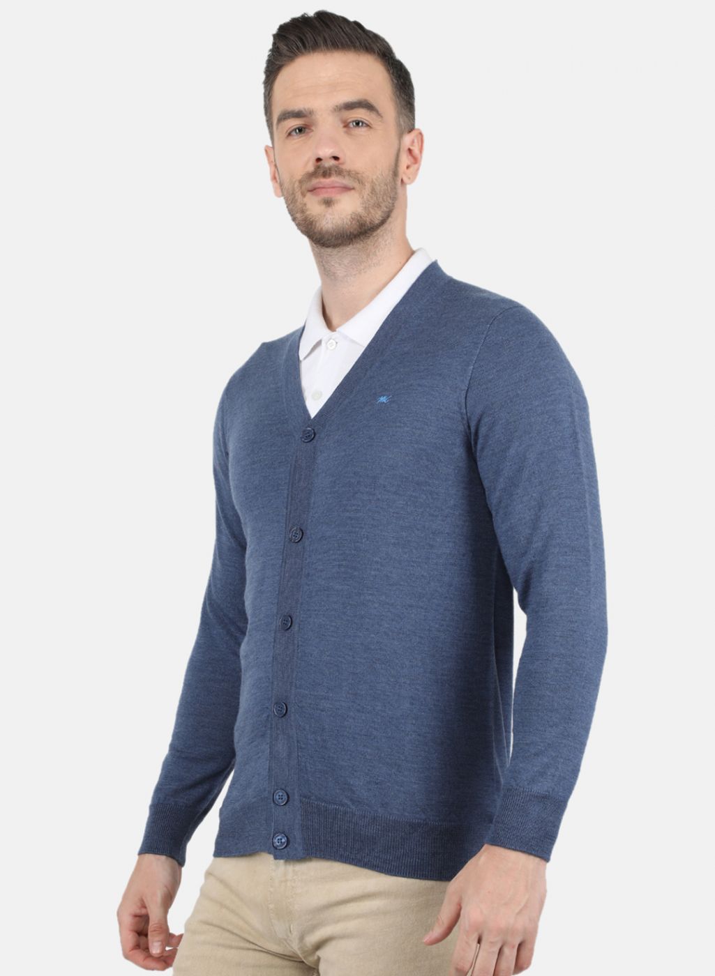 Men Grey Solid Cardigan