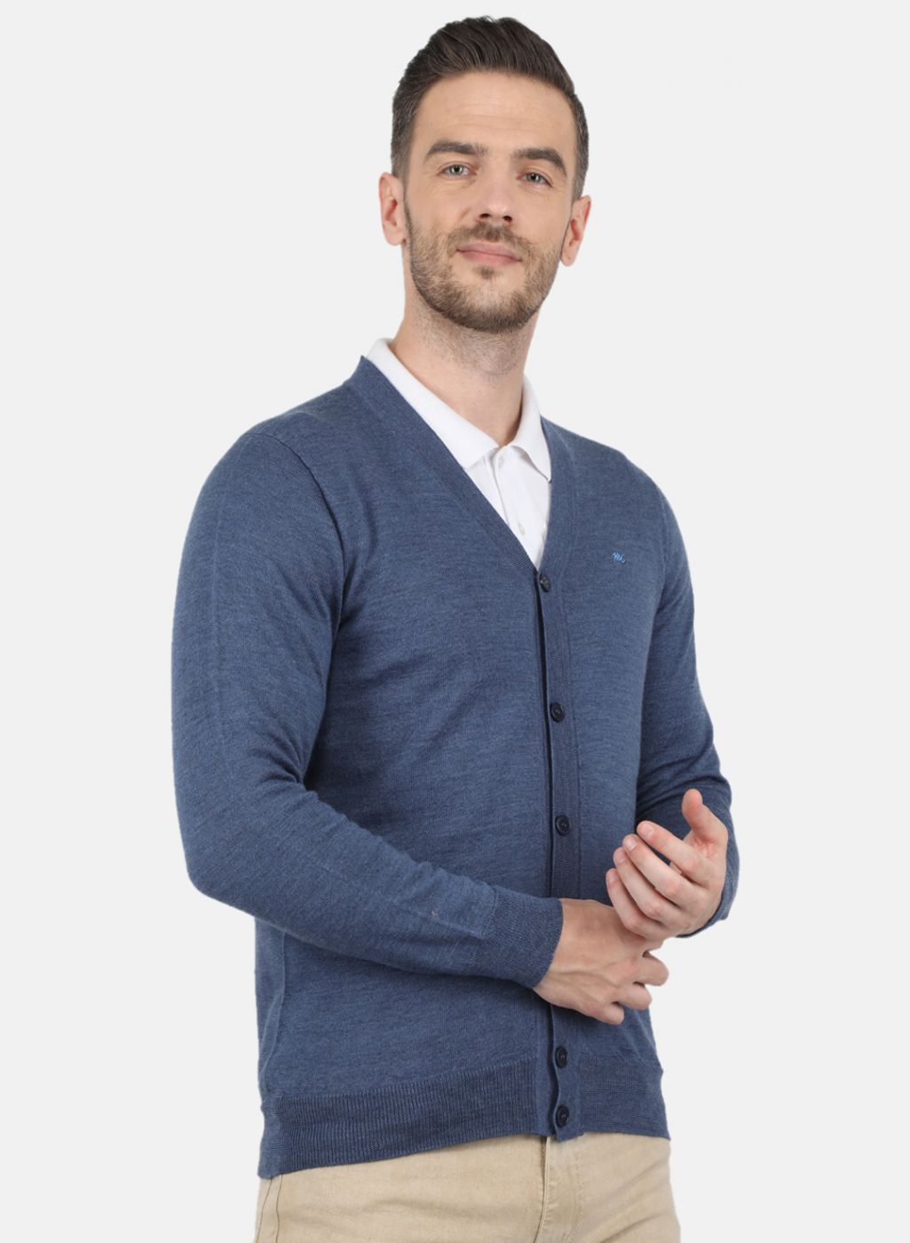 Men Grey Solid Cardigan