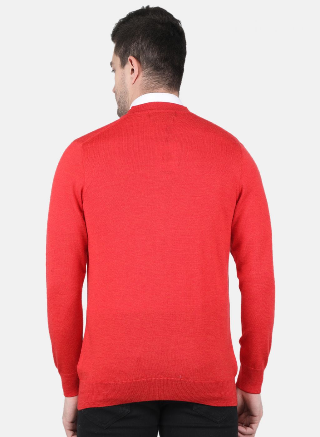 Men Red Solid Cardigan