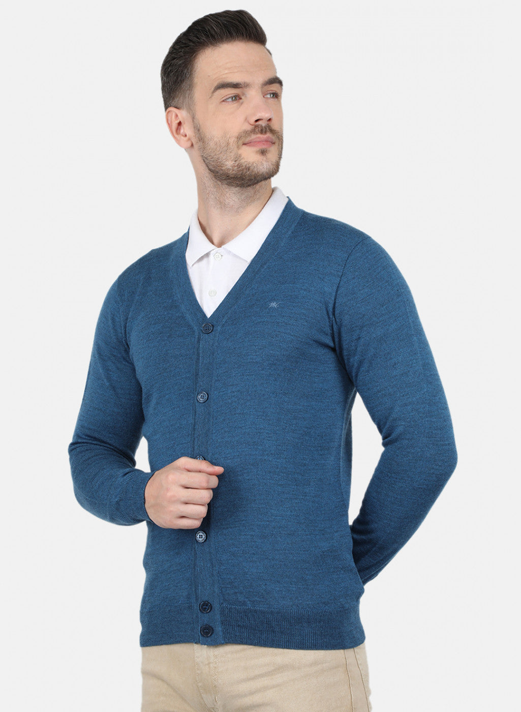 Men Blue Solid Cardigan