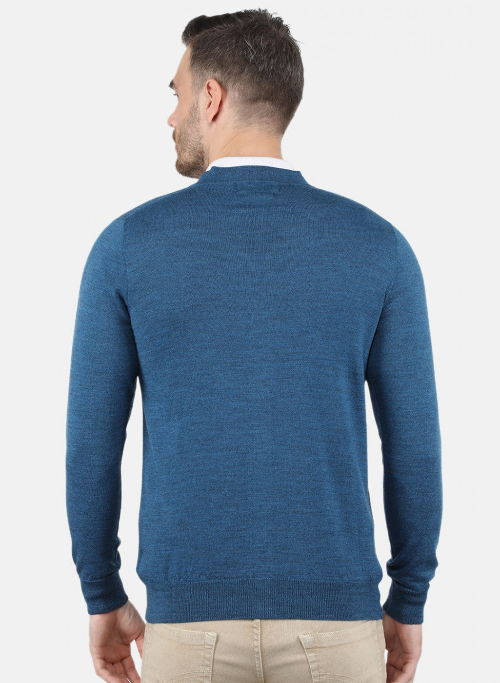 Men Blue Solid Cardigan