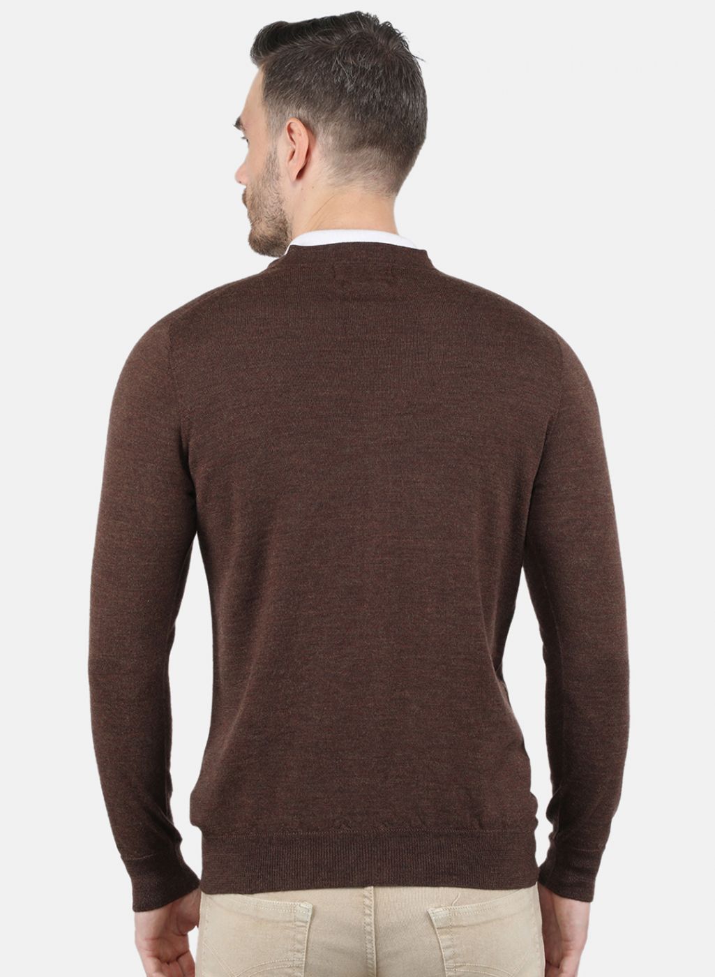 Men Brown Solid Cardigan