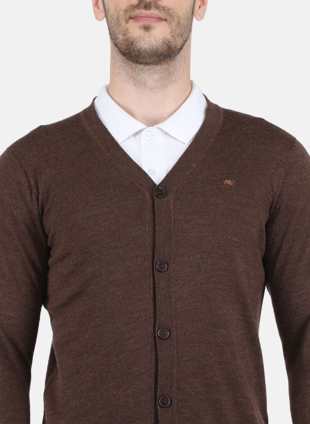 Men Brown Solid Cardigan