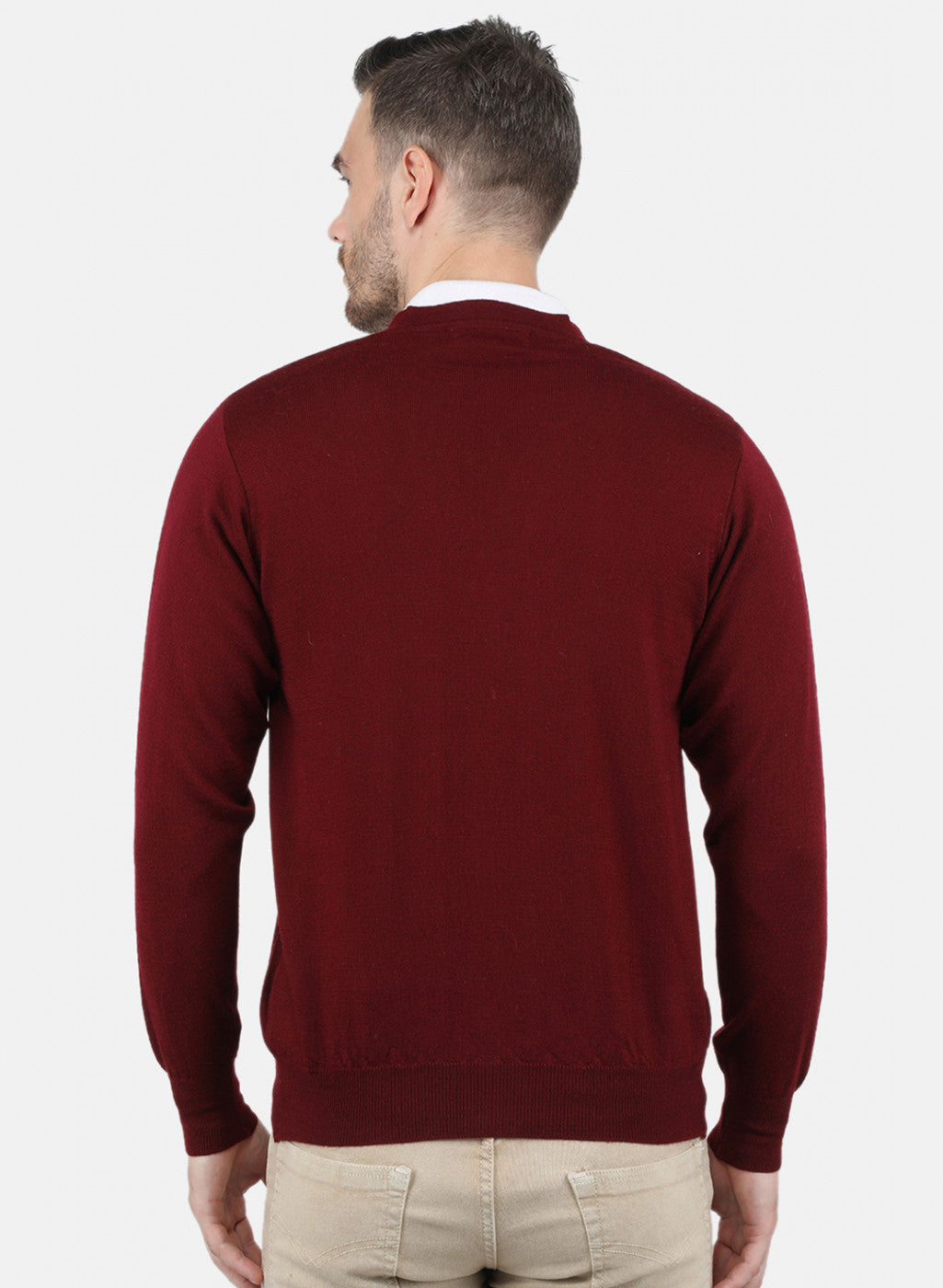 Men Maroon Solid Cardigan