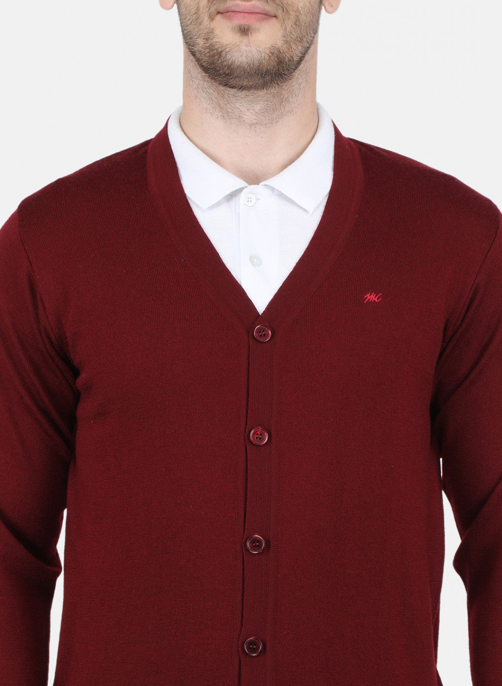 Men Maroon Solid Cardigan