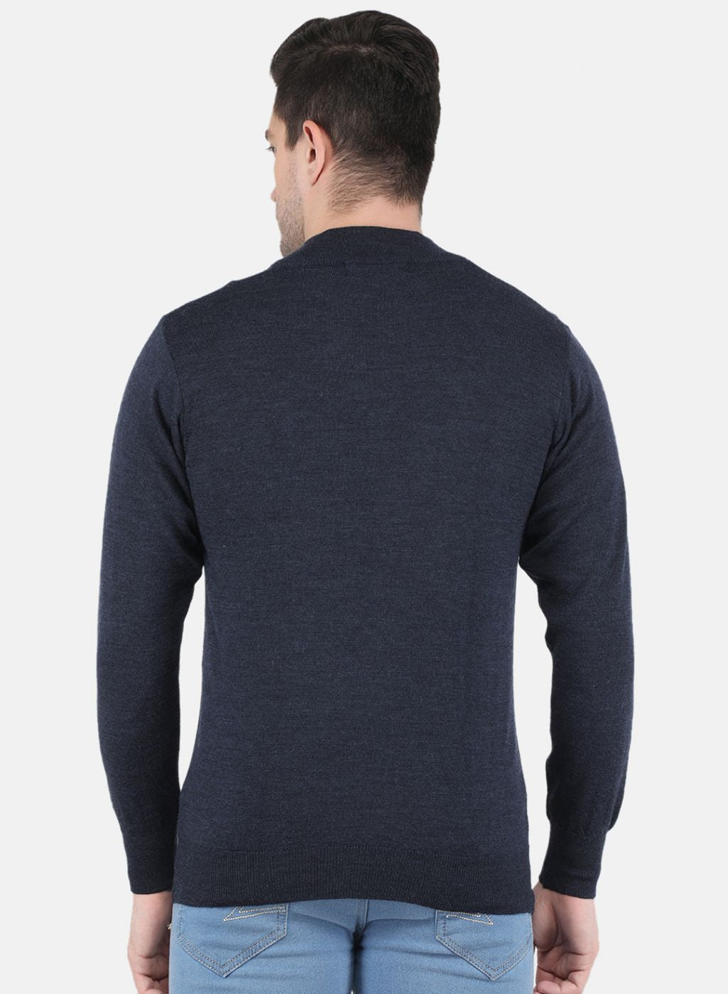 Men NAvy Blue Solid Pullover