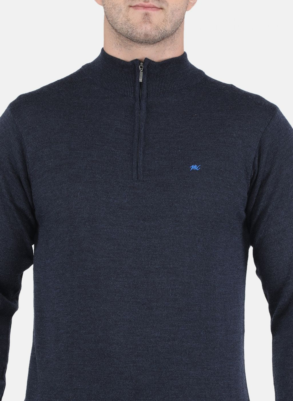 Men NAvy Blue Solid Pullover