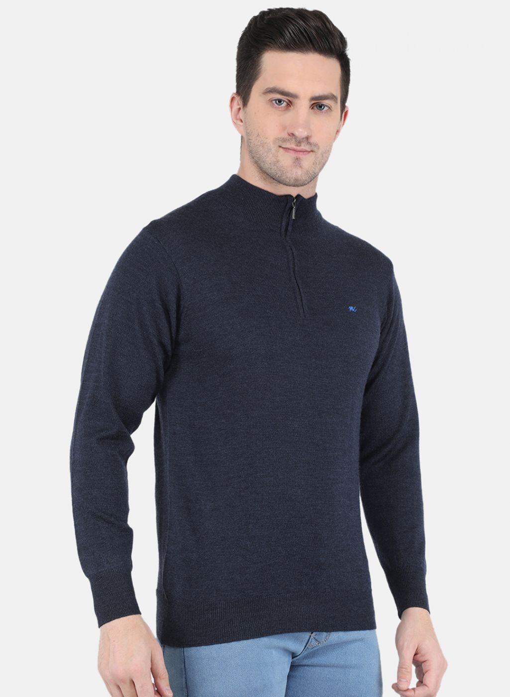 Men NAvy Blue Solid Pullover