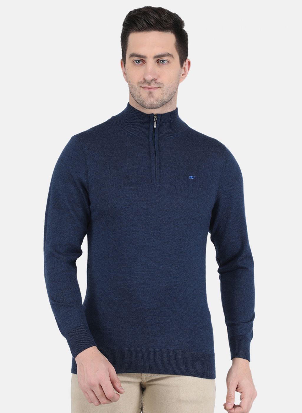 Men NAvy Blue Solid Pullover