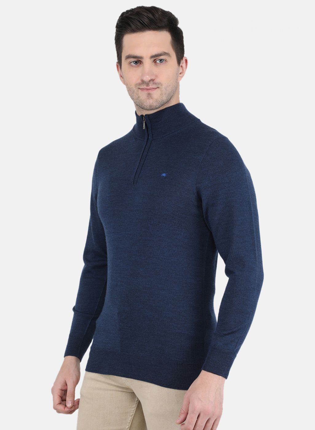 Men NAvy Blue Solid Pullover