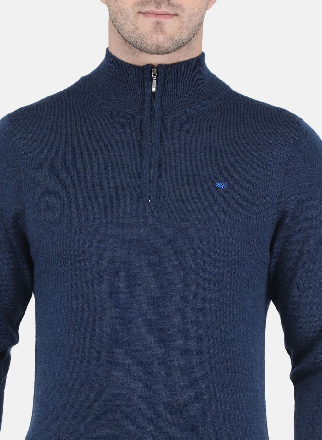 Men NAvy Blue Solid Pullover