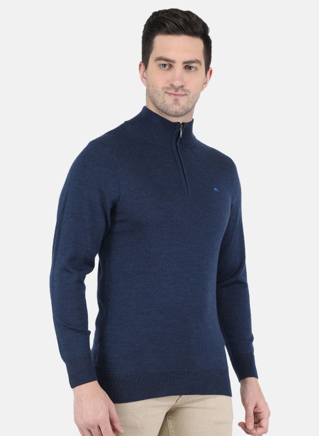 Men NAvy Blue Solid Pullover