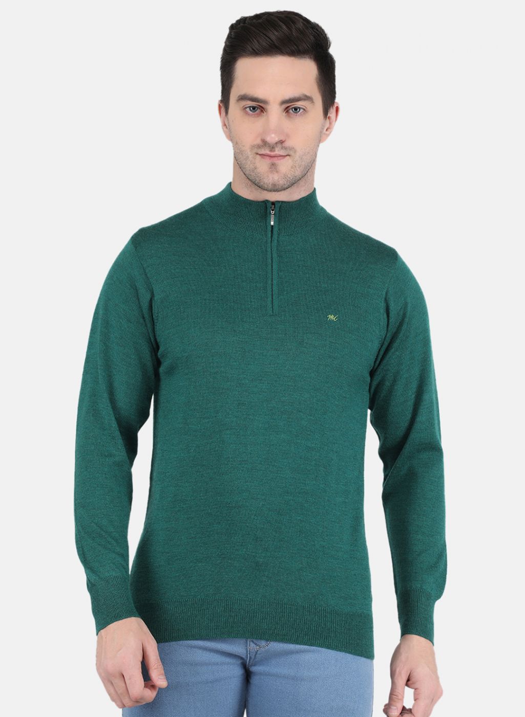 Men Green Solid Pullover