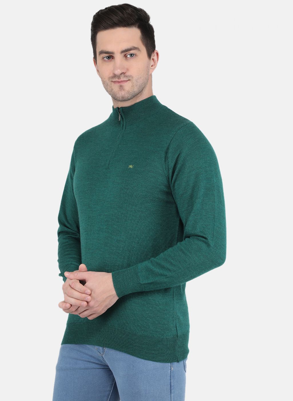 Men Green Solid Pullover