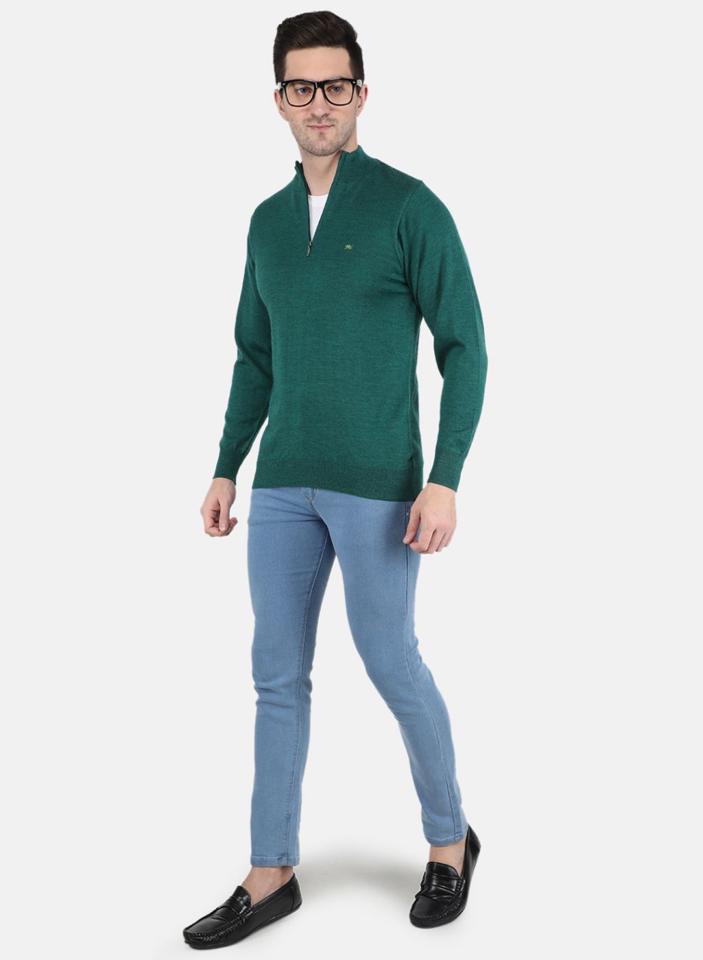 Men Green Solid Pullover