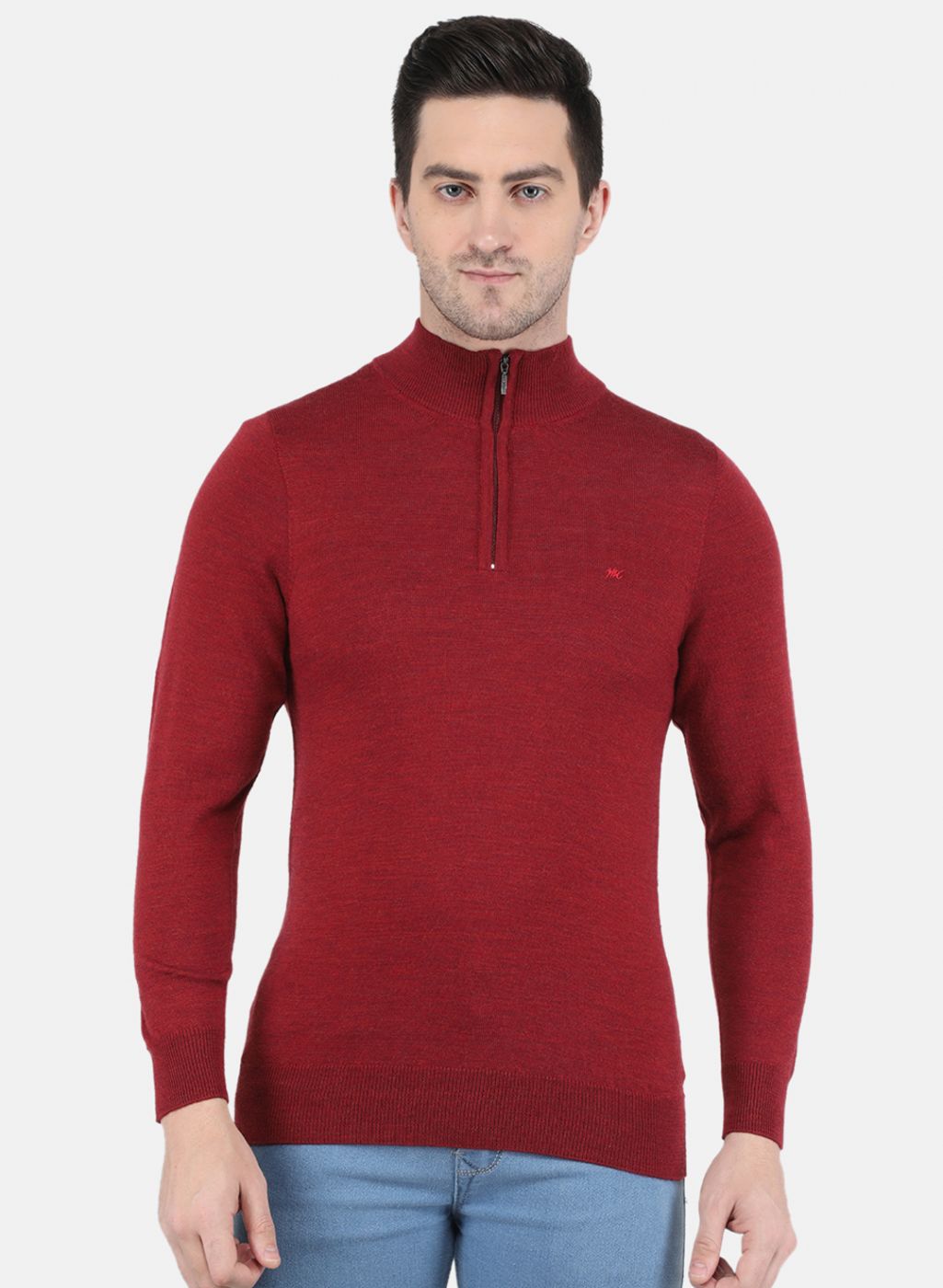 Men Maroon Solid Pullover