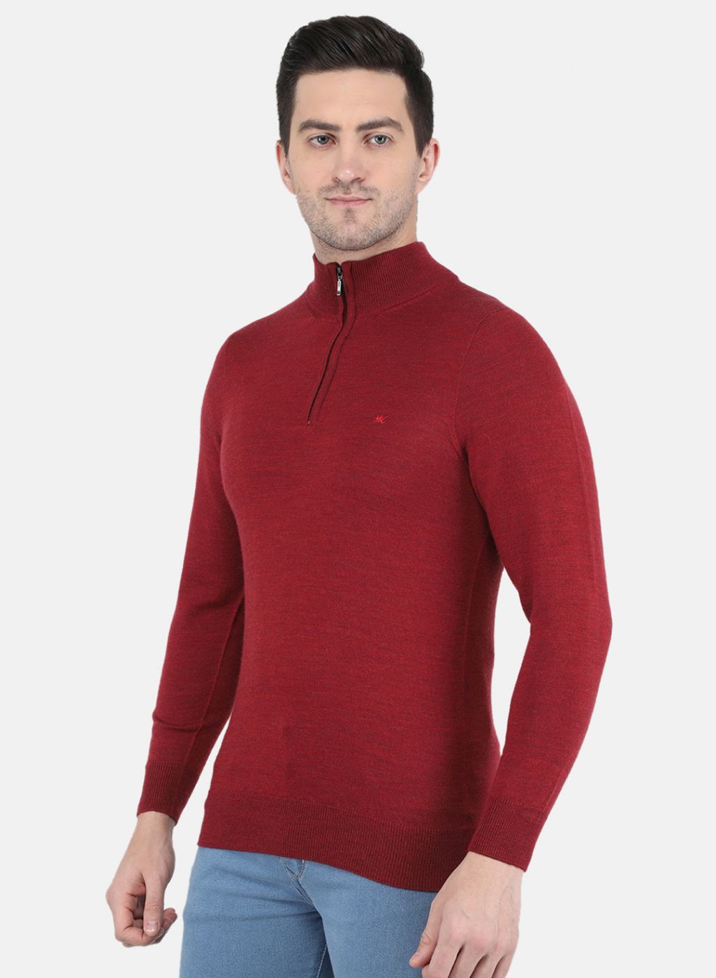 Men Maroon Solid Pullover