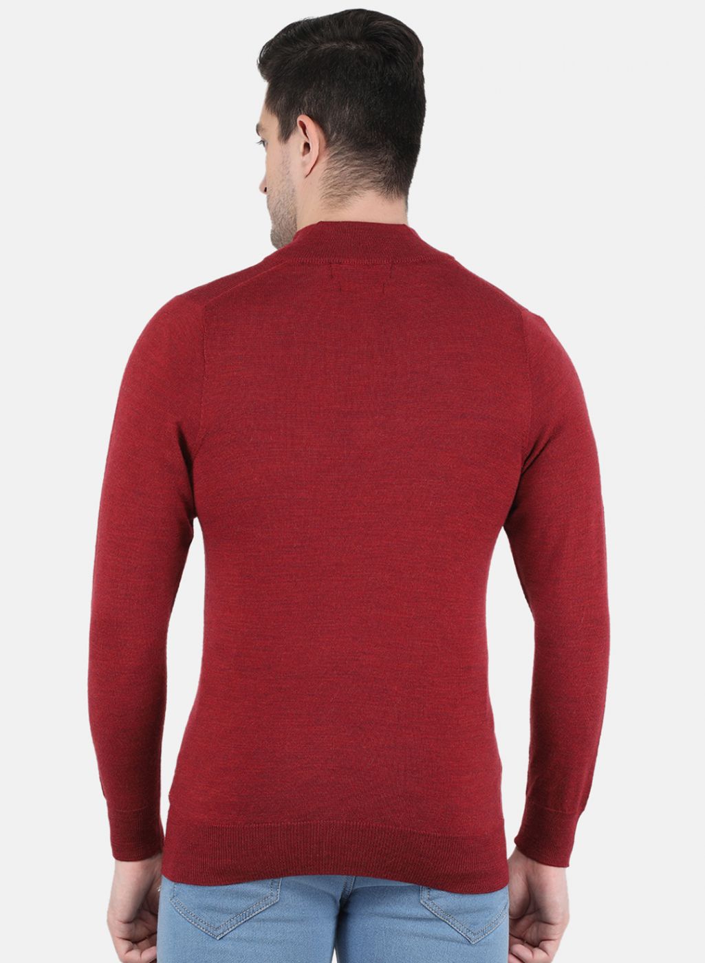 Men Maroon Solid Pullover