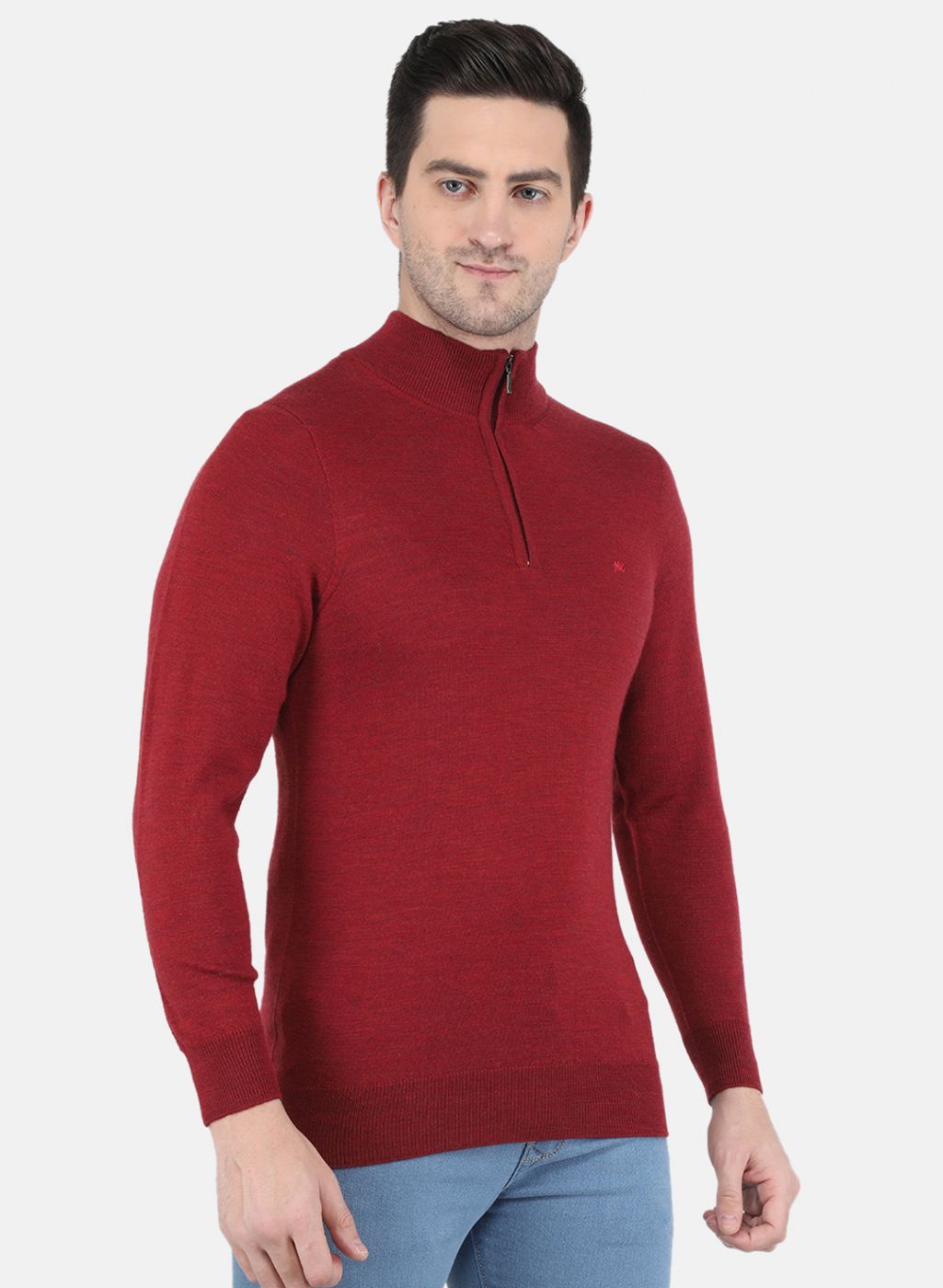 Men Maroon Solid Pullover