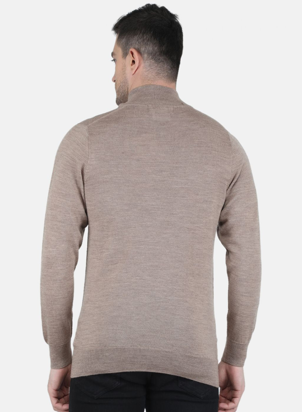 Men Beige Solid Pullover