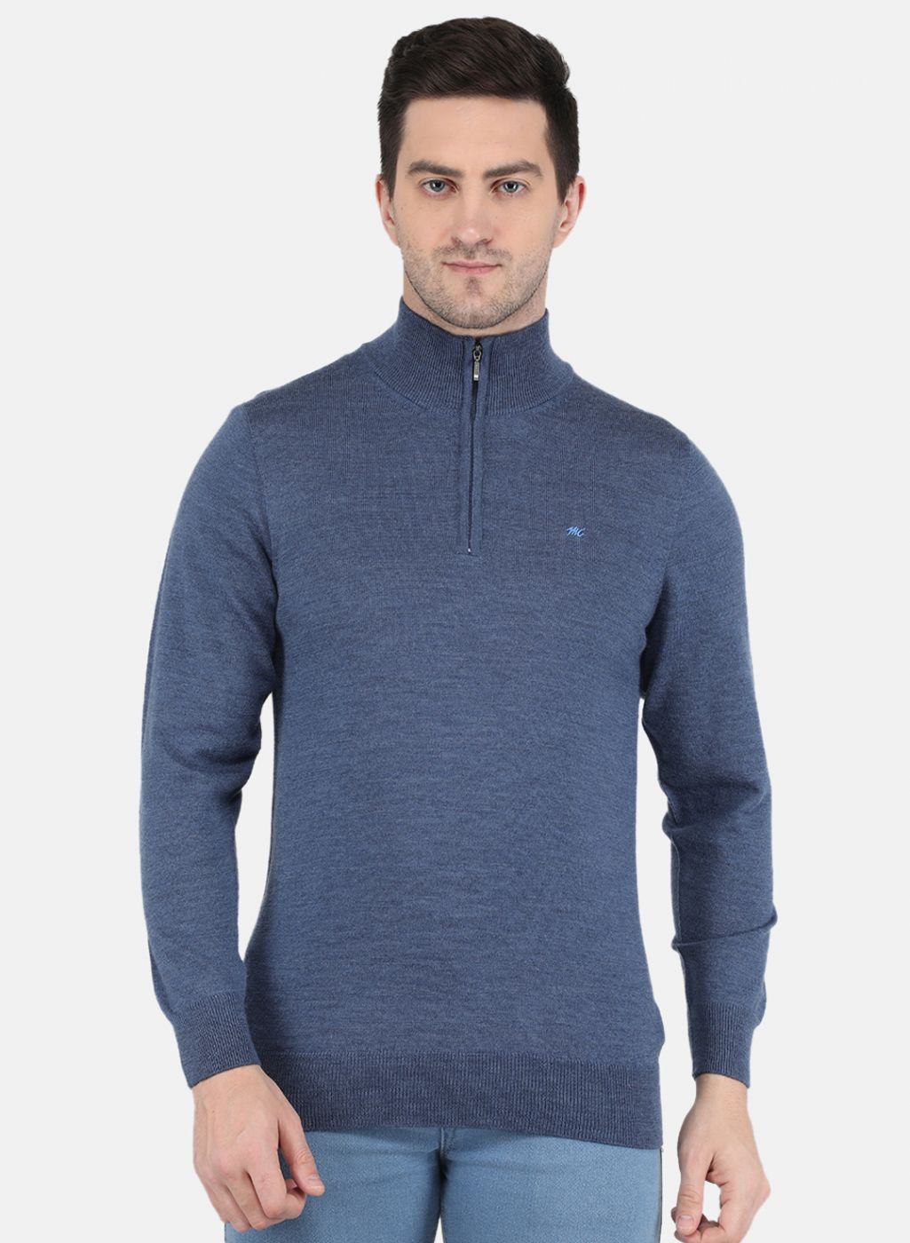 Men Blue Solid Pullover