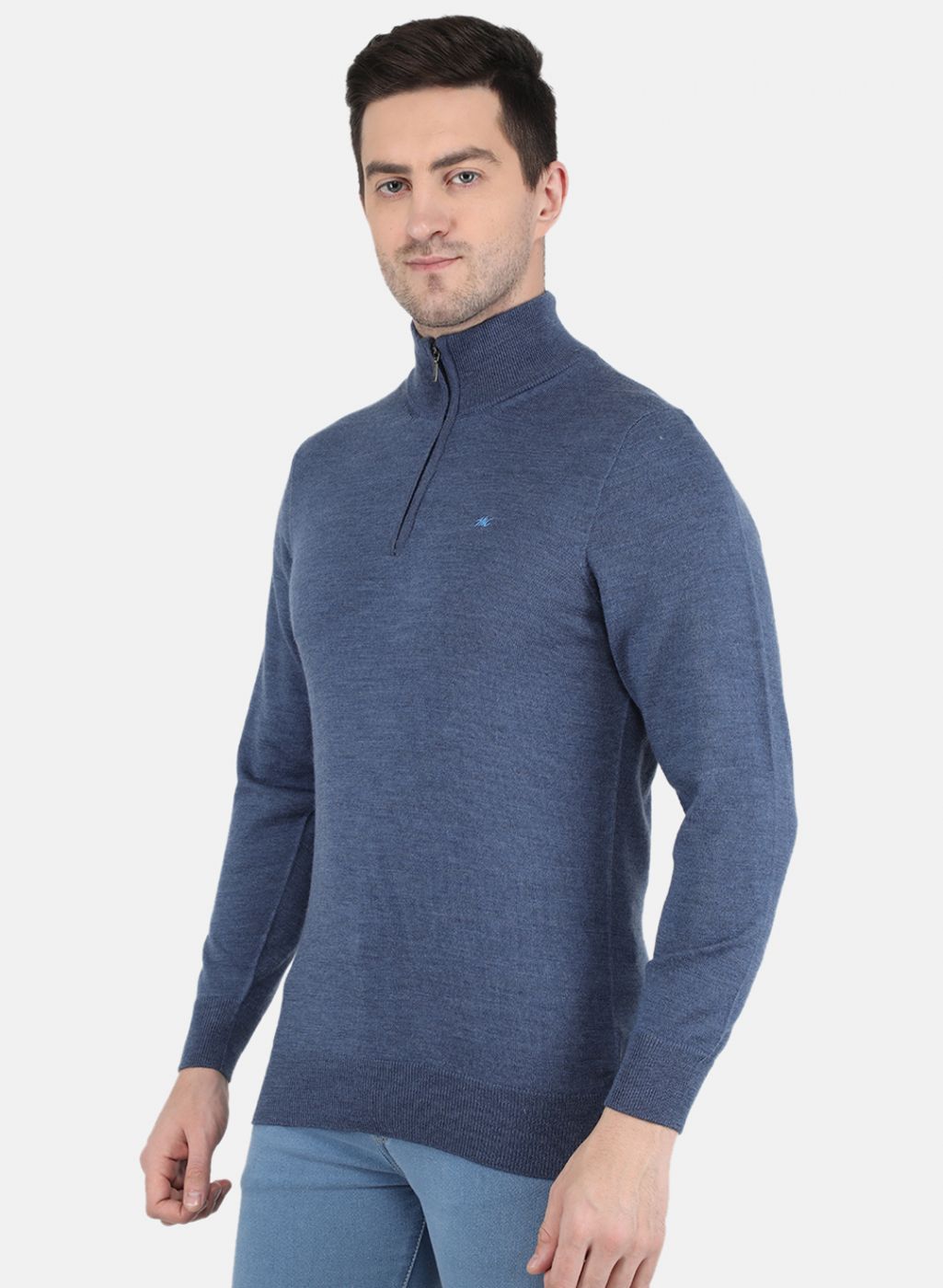 Men Blue Solid Pullover