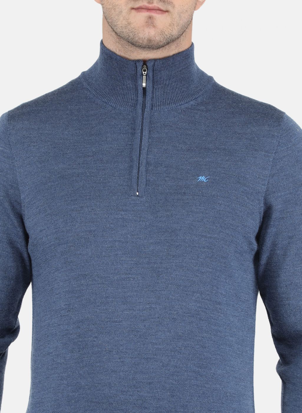 Men Blue Solid Pullover