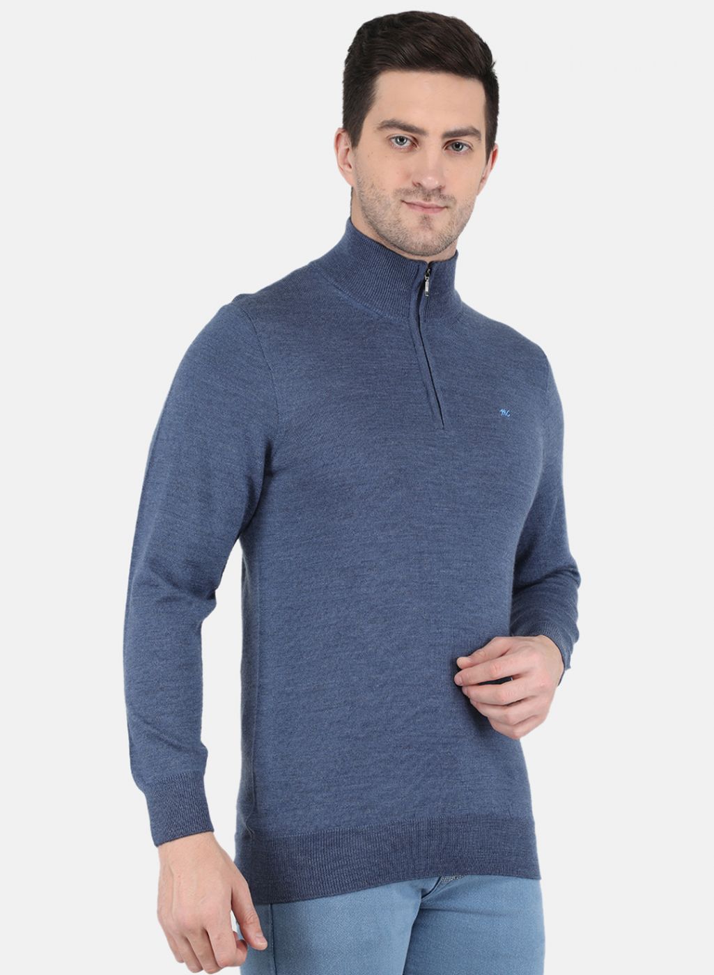 Men Blue Solid Pullover