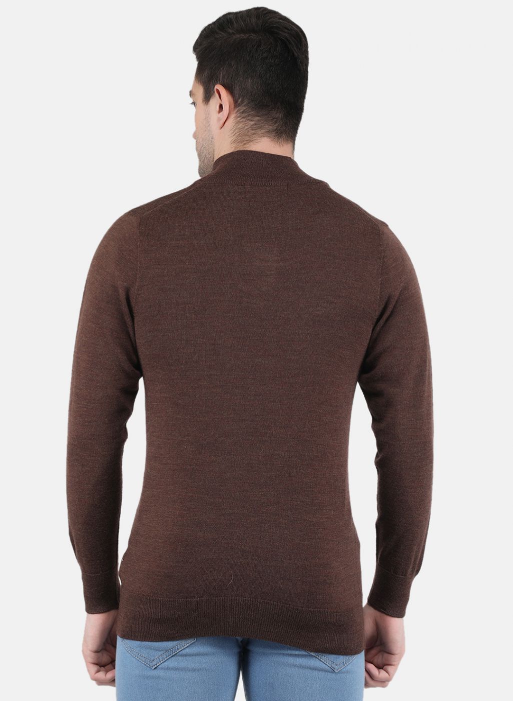 Men Brown Solid Pullover