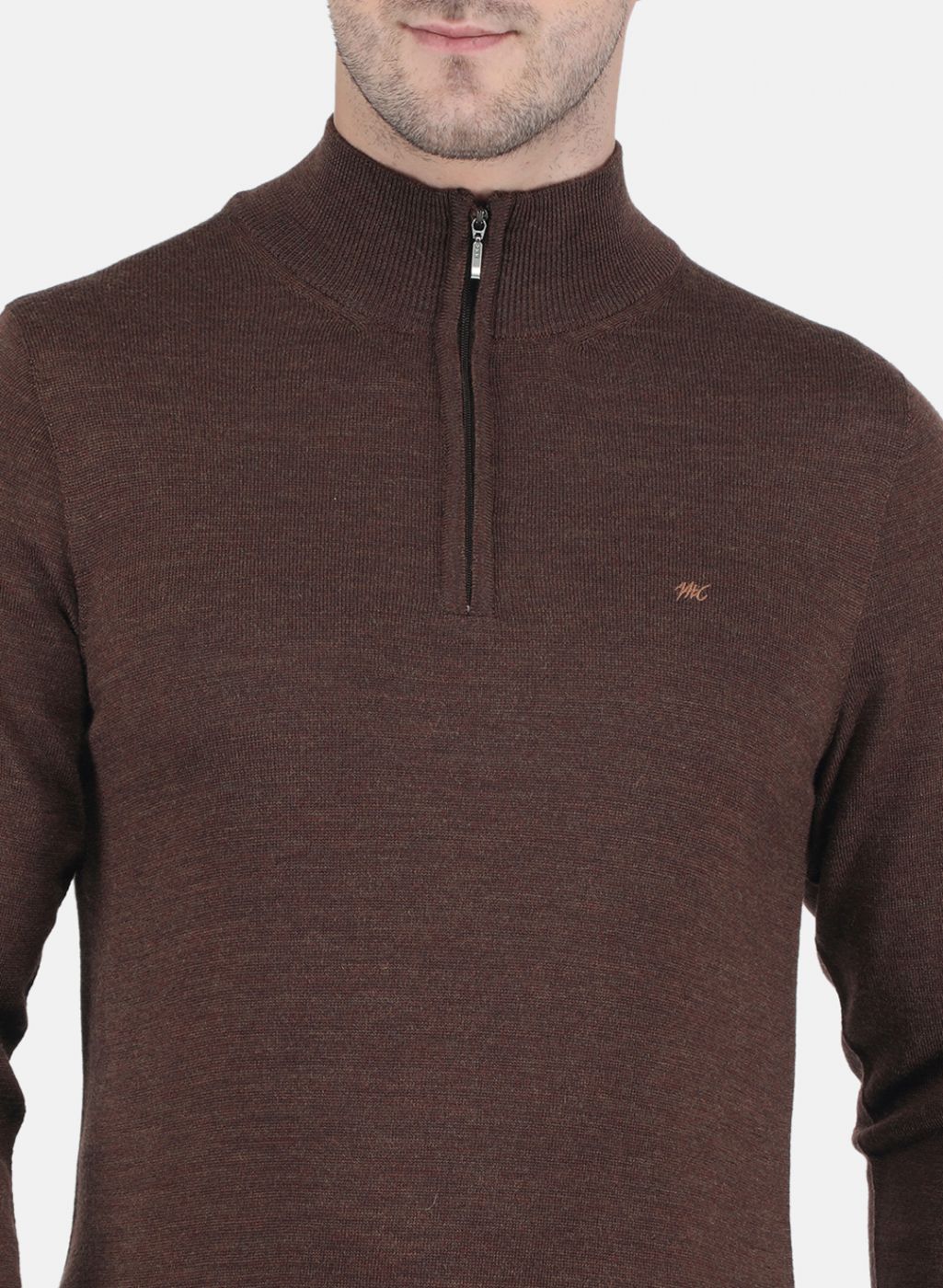 Men Brown Solid Pullover