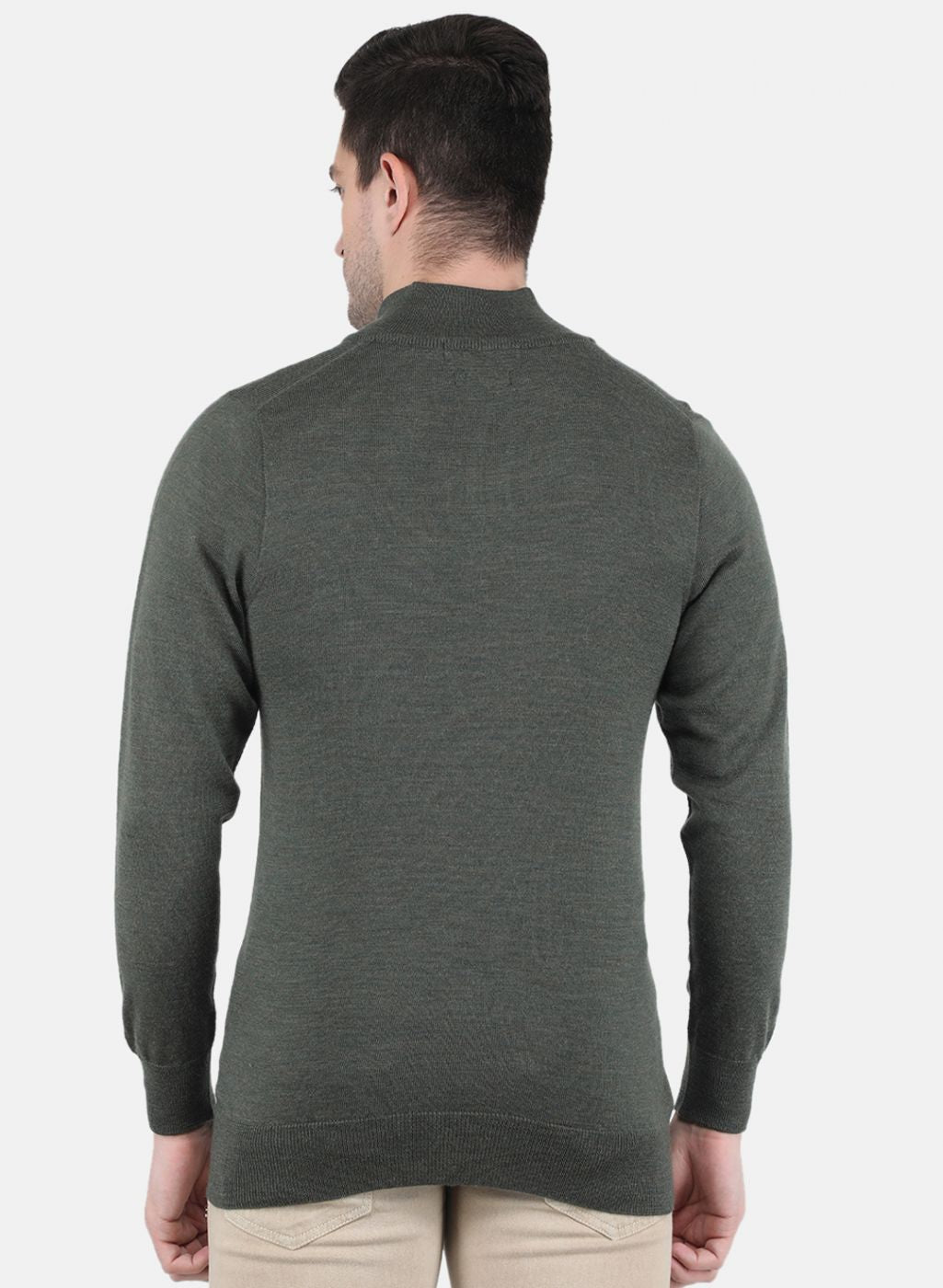 Men Olive Solid Pullover