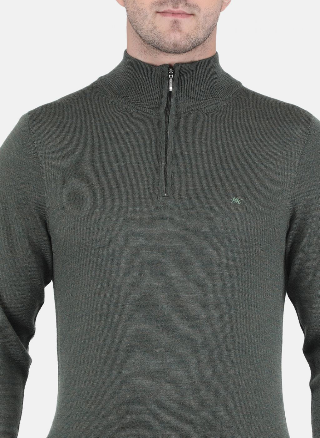 Men Olive Solid Pullover