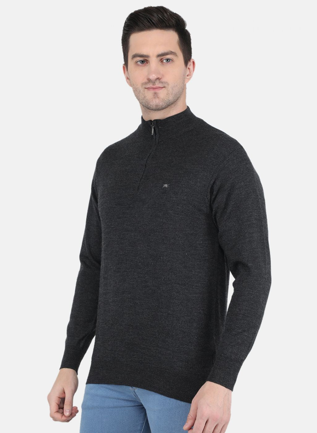 Men Grey Solid Pullover