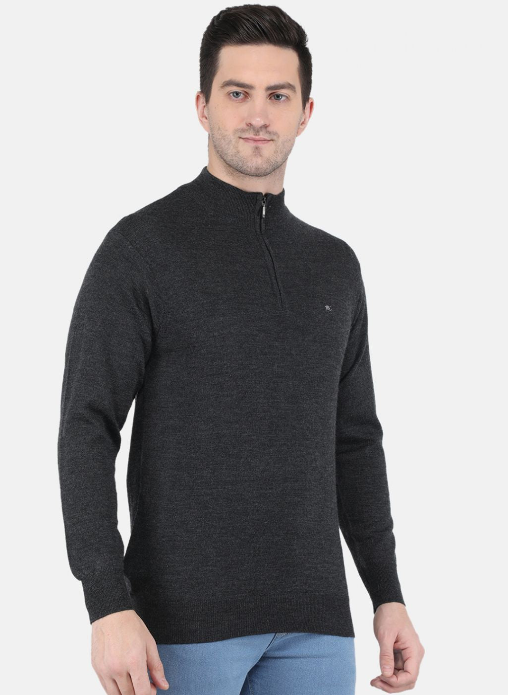 Men Grey Solid Pullover