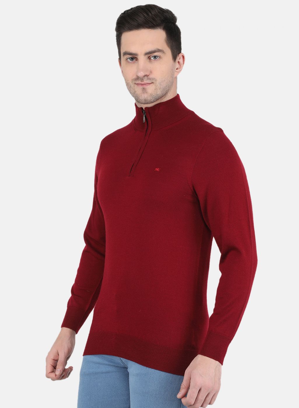 Men Maroon Solid Pullover