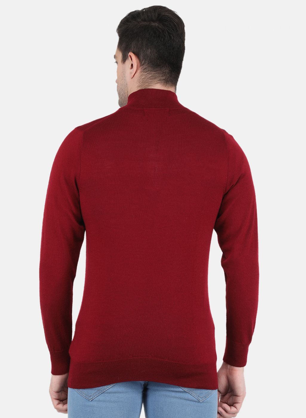 Men Maroon Solid Pullover