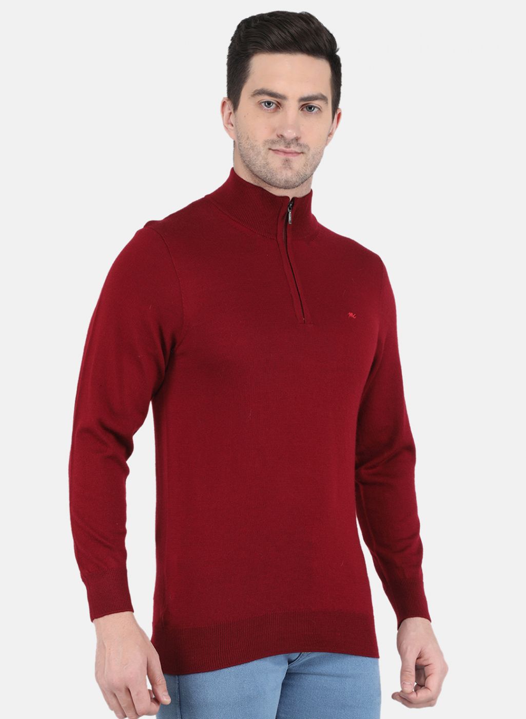 Men Maroon Solid Pullover