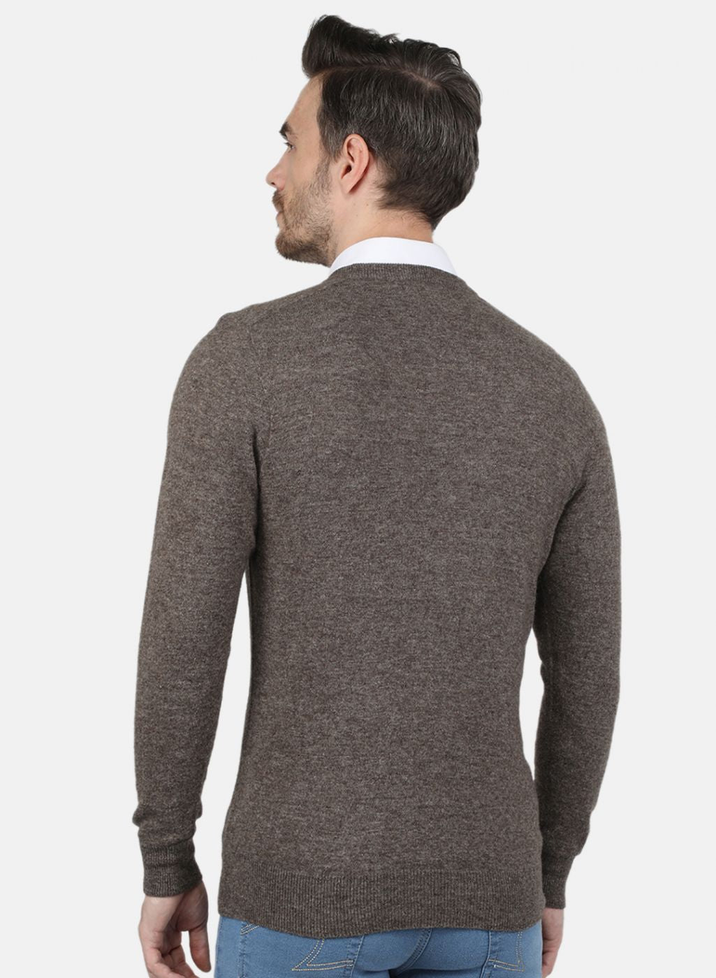 Men Brown Solid Pullover