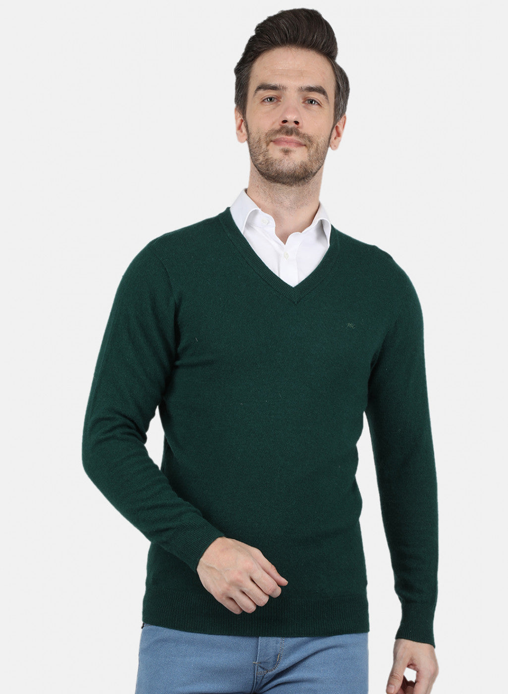 Men Green Solid Pullover