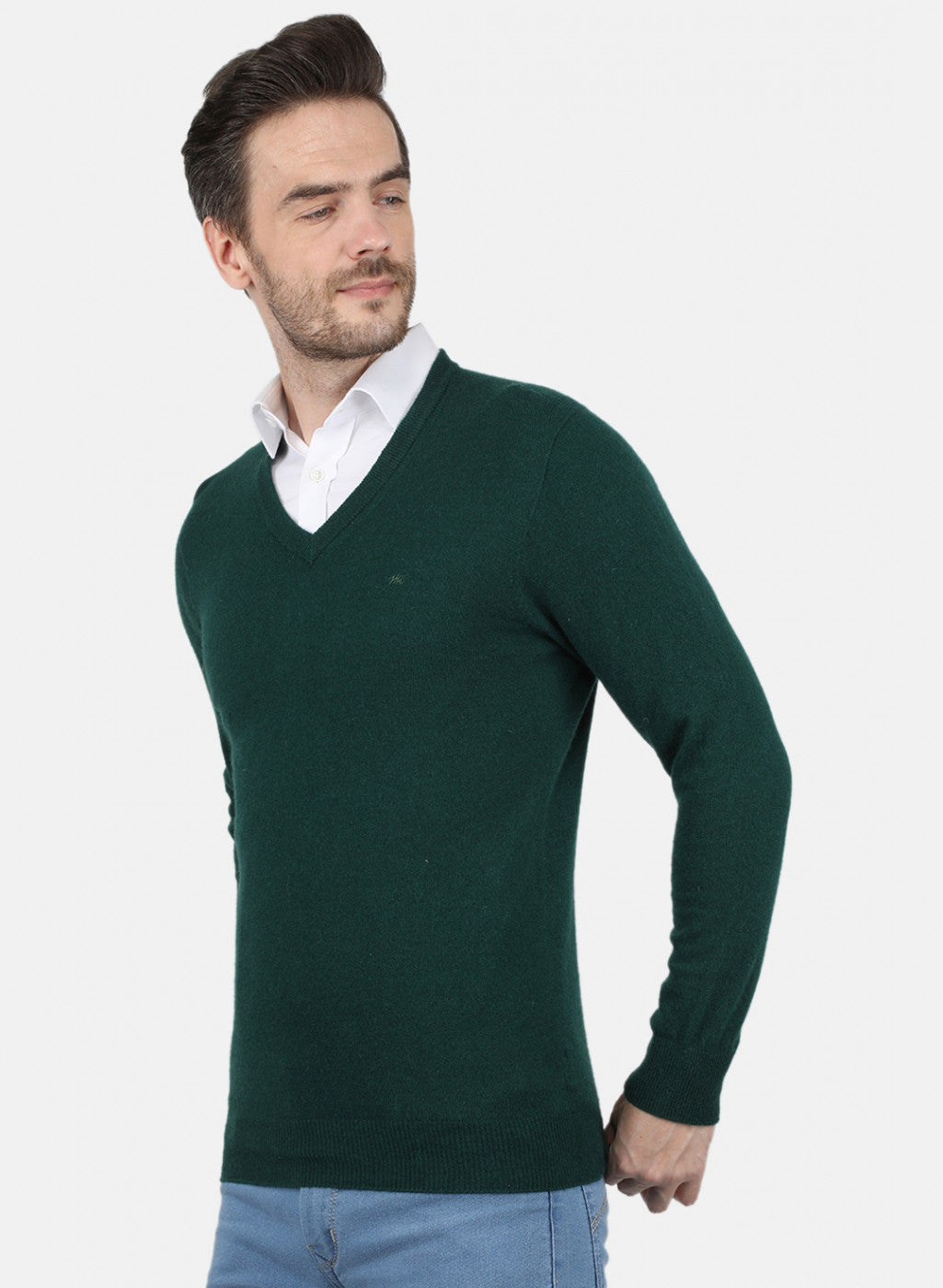 Men Green Solid Pullover