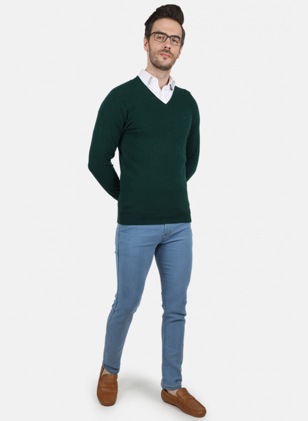 Men Green Solid Pullover