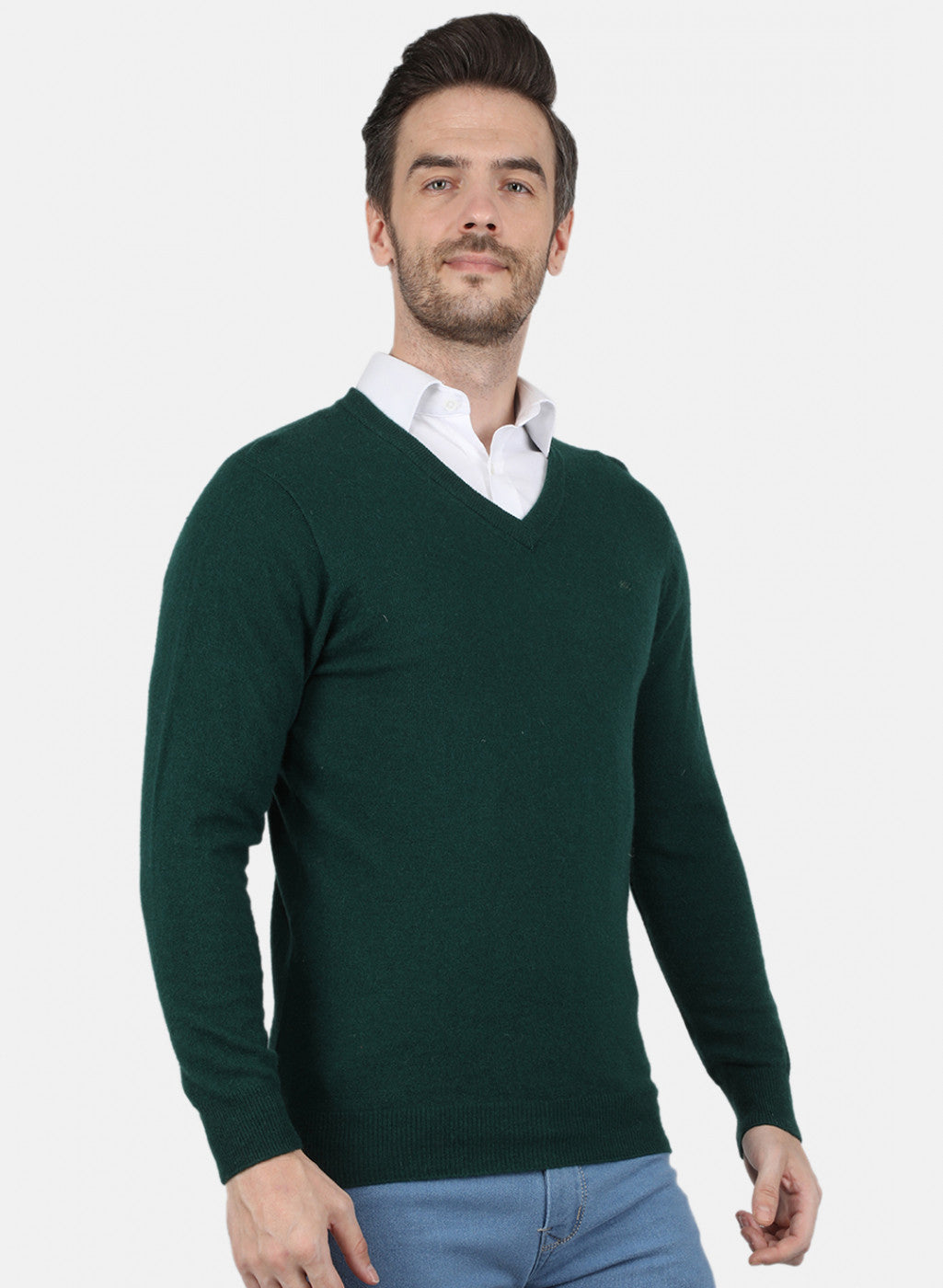 Men Green Solid Pullover