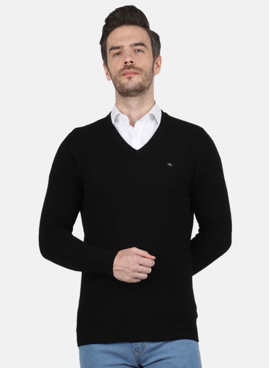 Men Black Solid Pullover