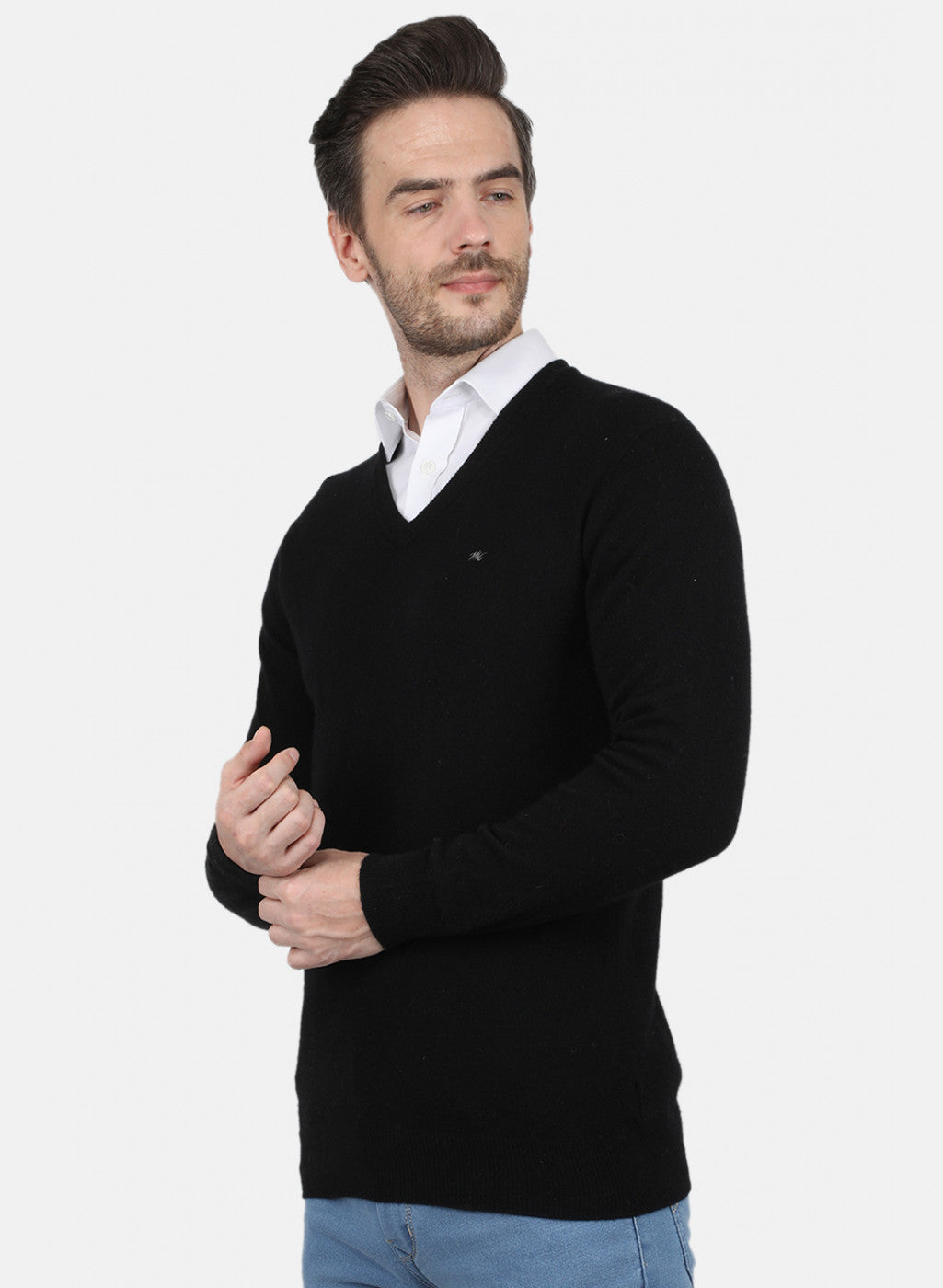 Men Black Solid Pullover