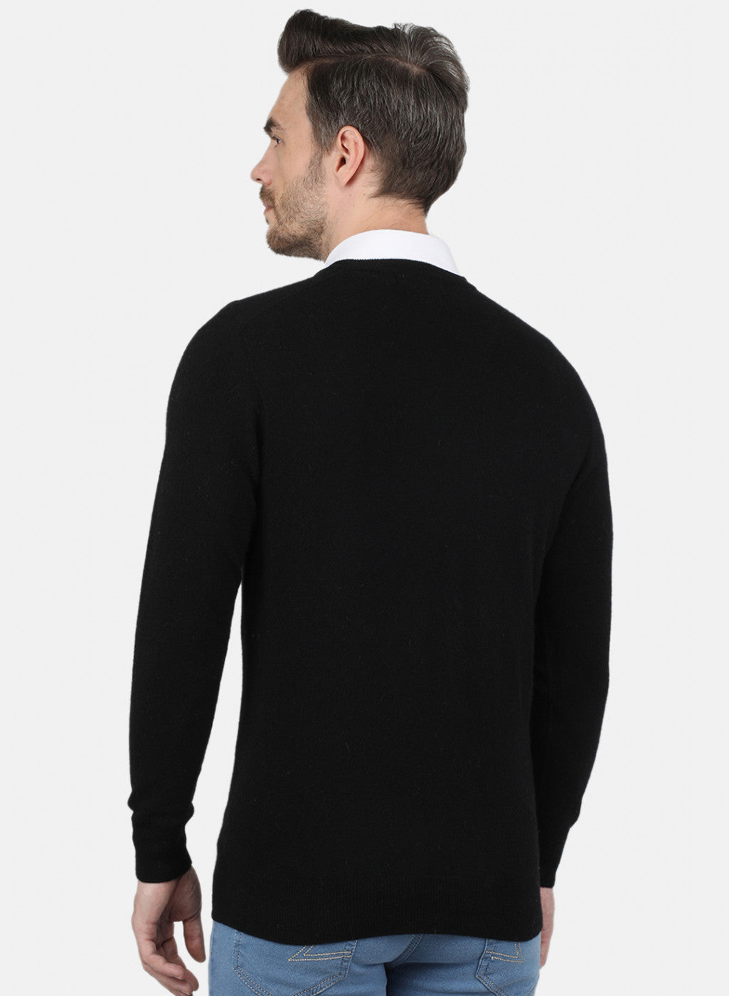 Men Black Solid Pullover