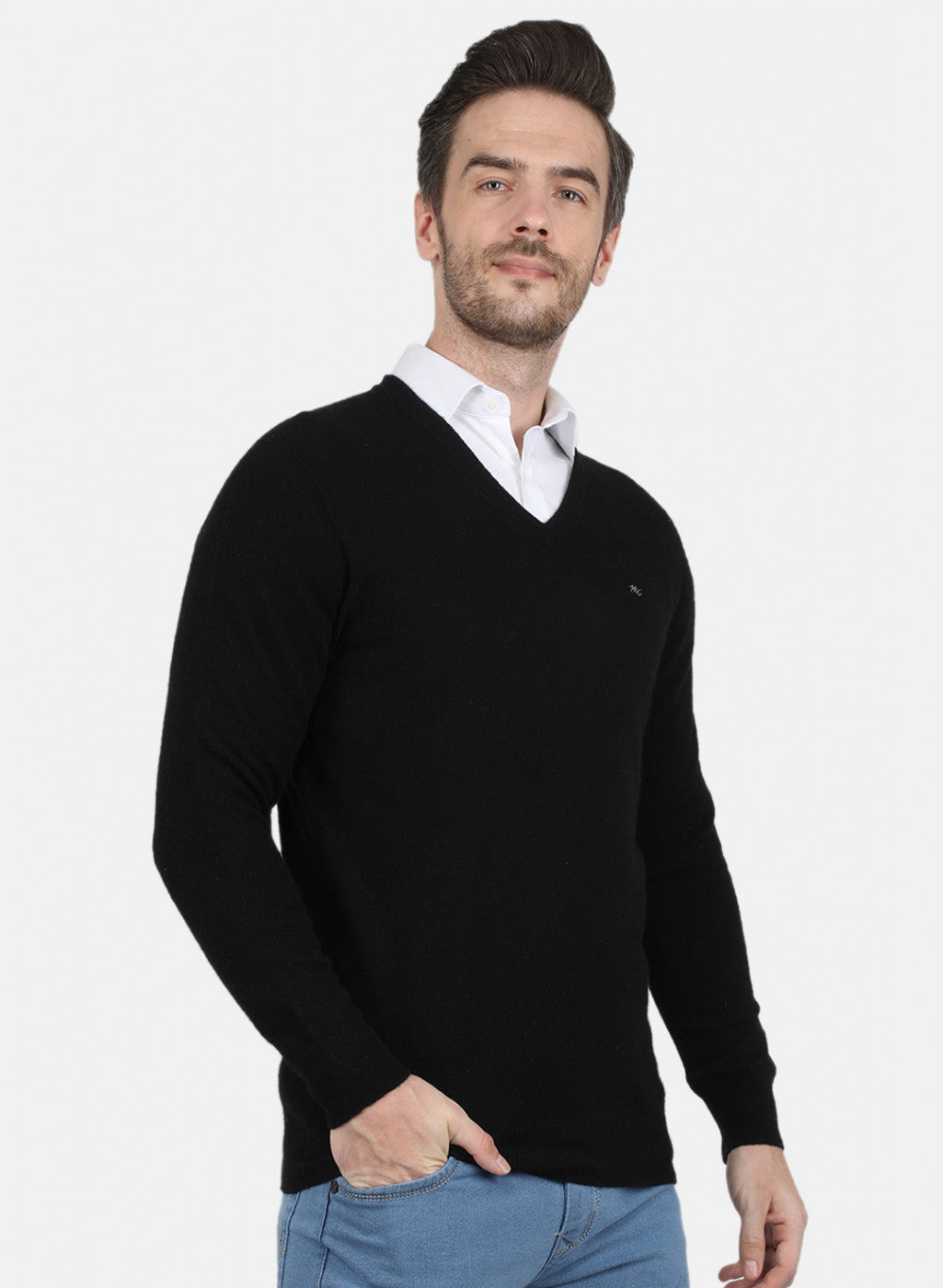 Men Black Solid Pullover