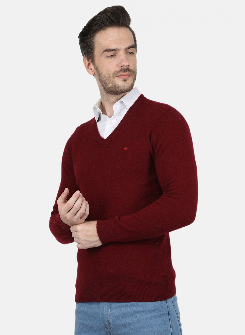 Men Maroon Solid Pullover