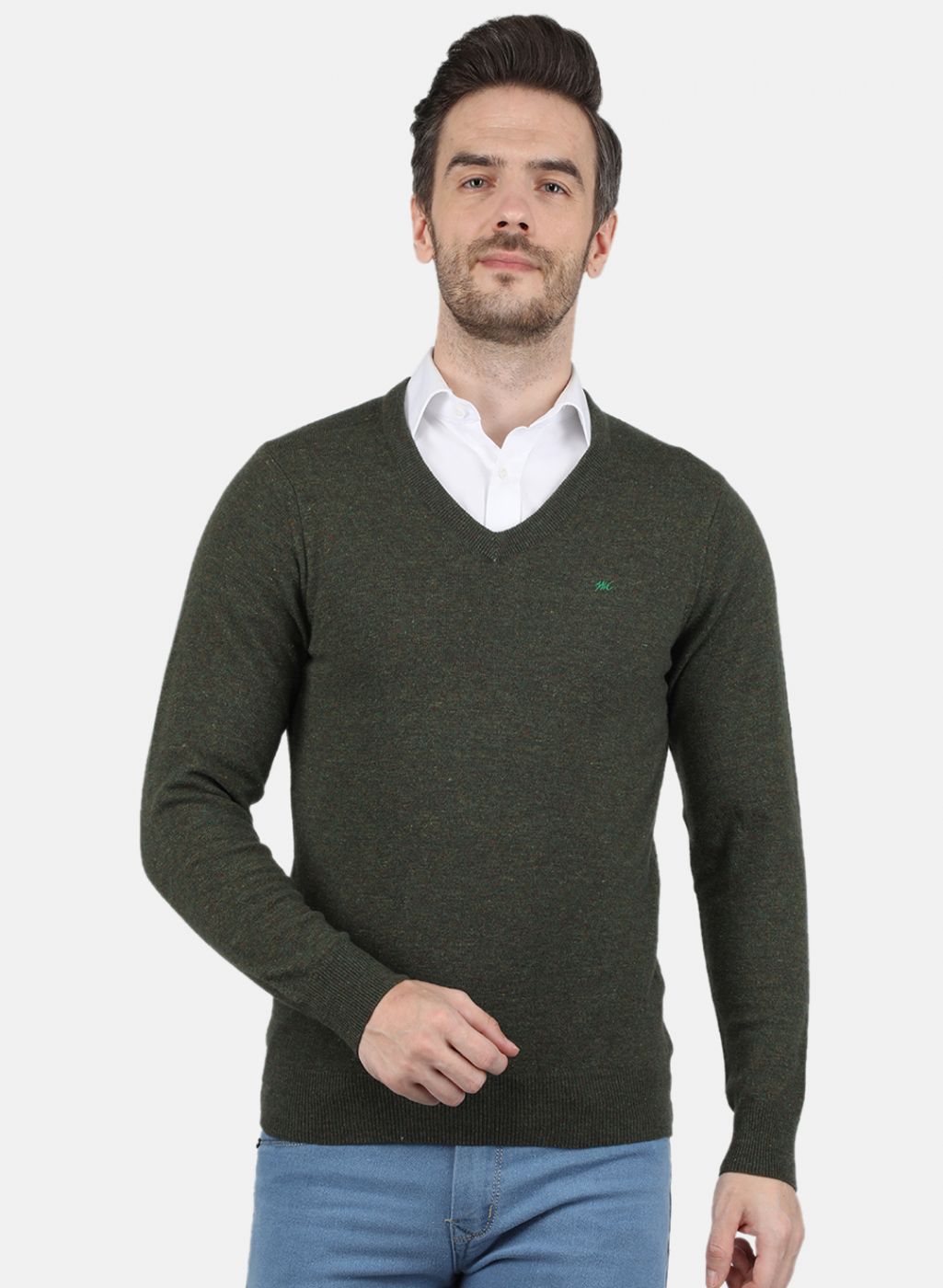 Men Green Solid Pullover